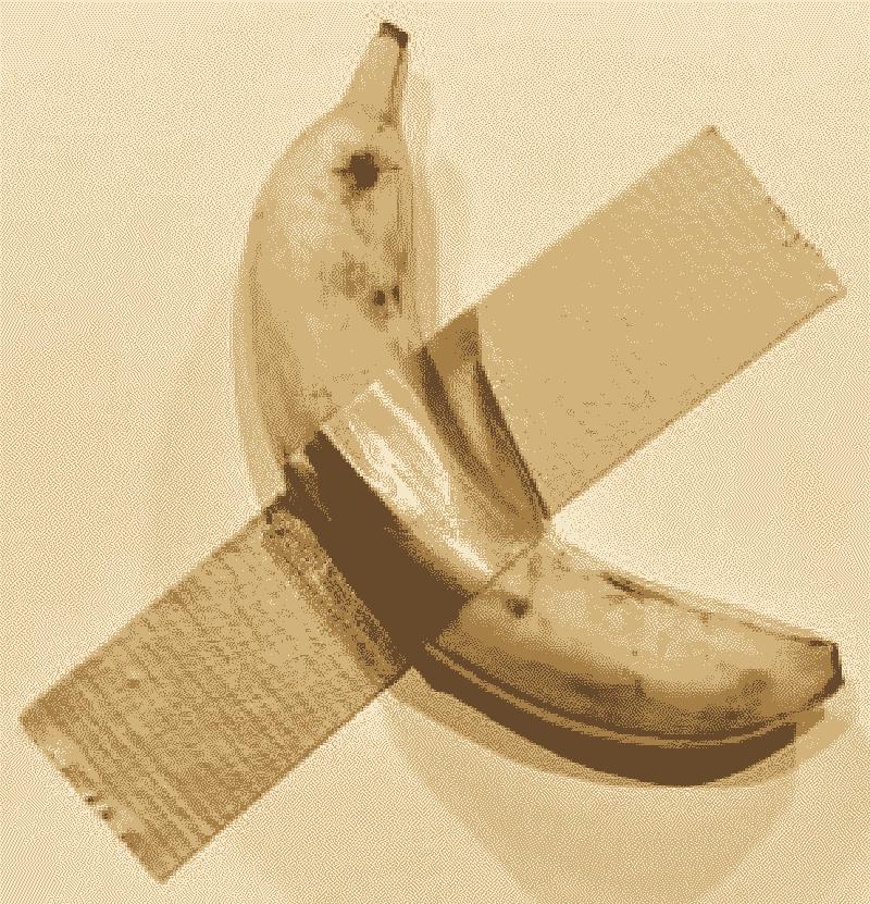Banana duct-taped to a wall.