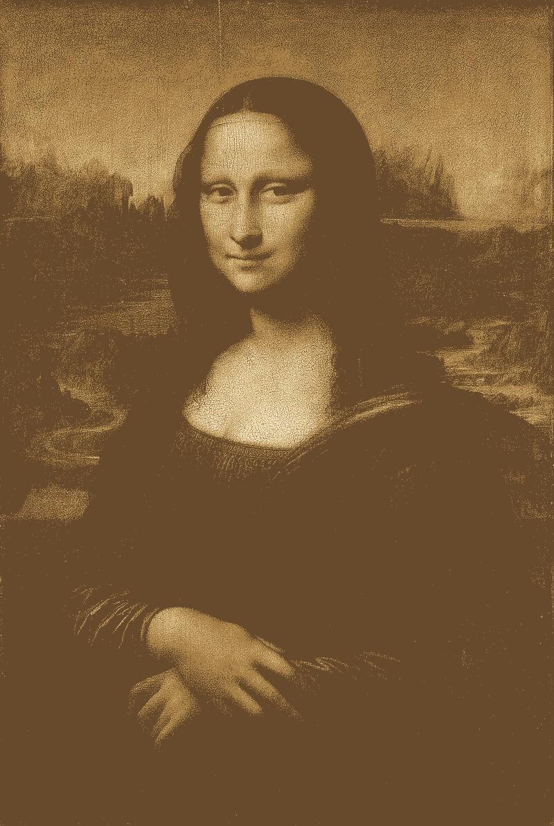 Oil on canvas painting of a woman sitting and posing with an elusive smile.